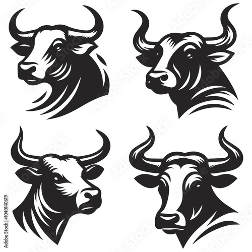 Black cow  Head Silhouette Vector for Logos and Branding isolated background, Ai generated