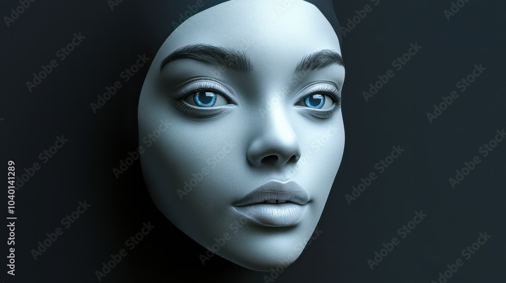 Female robot face, Artificial intelligence concept. Generative AI Female robot face, Artificial intelligence concept. Generative AI