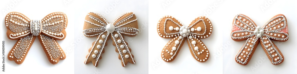 Elegant Gingerbread Bows with Metallic Icing Designs Elegant Gingerbread Bows with Metallic Icing Designs