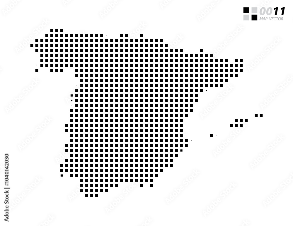 Fototapeta premium Vector abstract pixel black of Spain map. Organized in layers for easy editing.