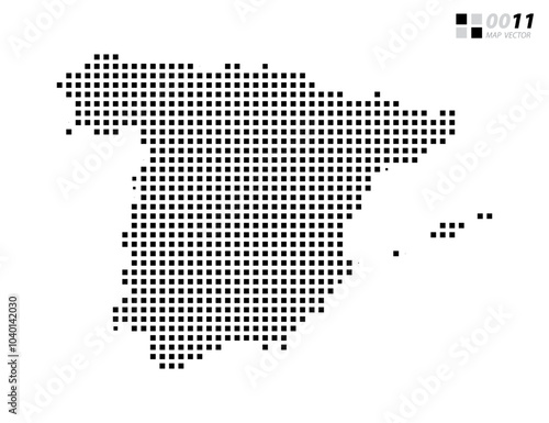 Vector abstract pixel black of Spain map. Organized in layers for easy editing.