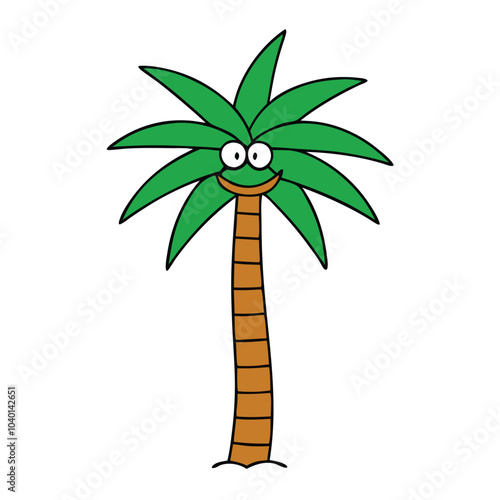 Palm Tree Silhouette Vector Art Illustration for Natural Forest Design.