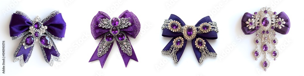 Fototapeta premium Magnificent Violet Christmas Bows with Amethyst Accents