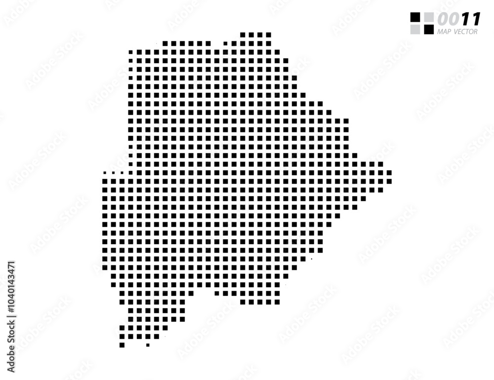 Obraz premium Vector abstract pixel black of Botswana map. Organized in layers for easy editing.
