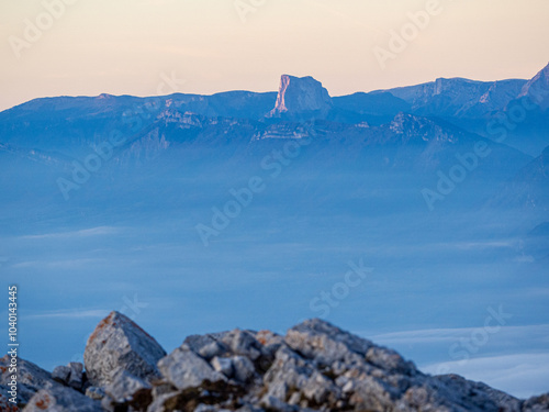 Sunrise Panorama Over the Vercors Massif with Mont Aiguille photo