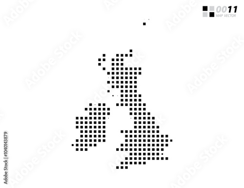 Vector abstract pixel black of United Kingdom (UK) map. Organized in layers for easy editing.