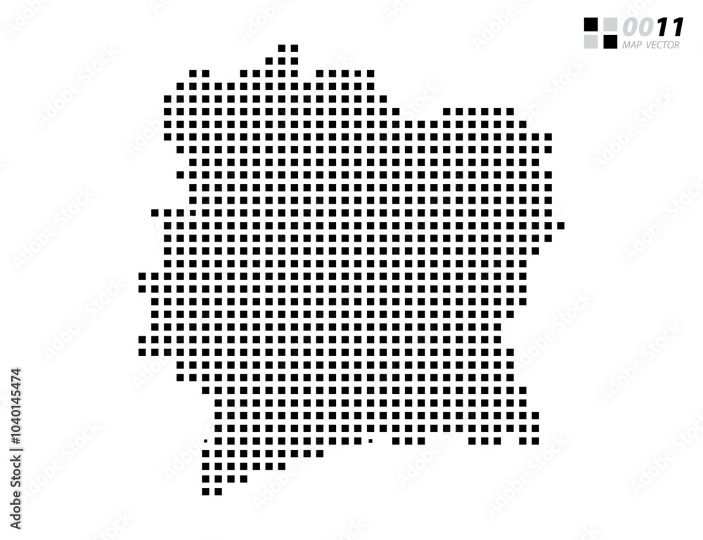 Vector abstract pixel black of Ivory Coast map. Organized in layers for easy editing. Vector abstract pixel black of Ivory Coast map. Organized in layers for easy editing.