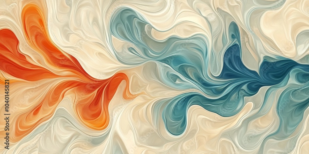 Gentle Ivory Waves, a delicate abstract design featuring softly colored flowing patterns in harmonious swirls on a serene ivory backdrop Gentle Ivory Waves, a delicate abstract design featuring softly colored flowing patterns in harmonious swirls on a serene ivory backdrop