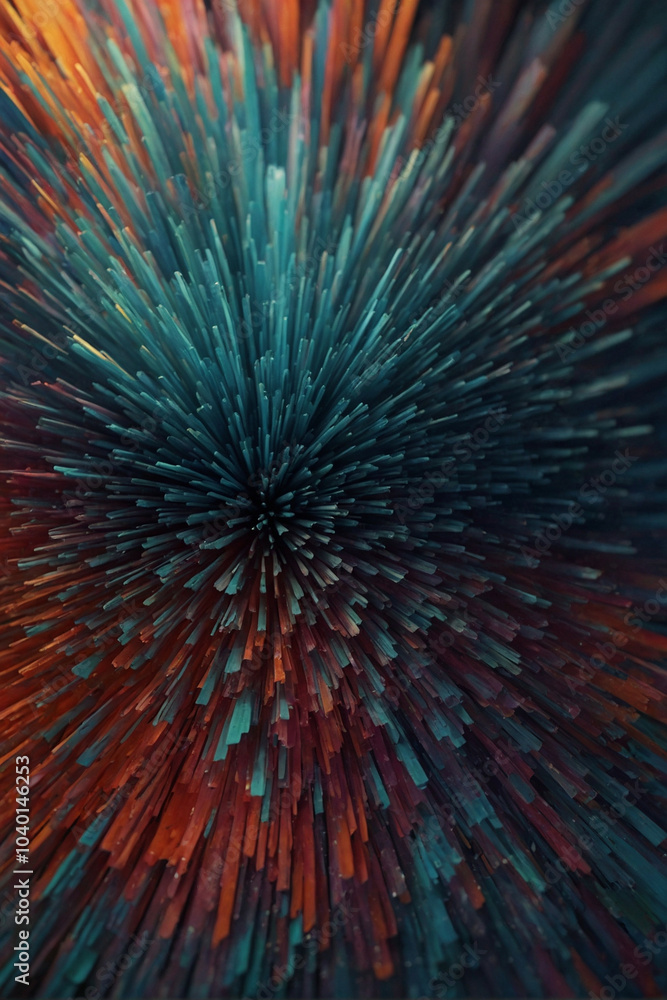 Obraz premium A vibrant abstract background with a burst of blue, orange, and red lines
