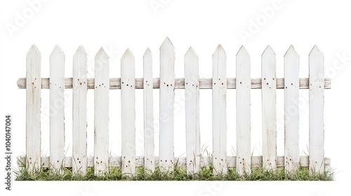 White picket fence, white isolate background photo