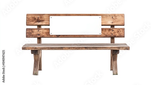 Wooden bench, white isolate background