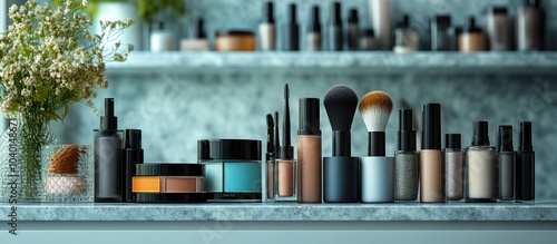 Beauty Products on a Marble Countertop photo