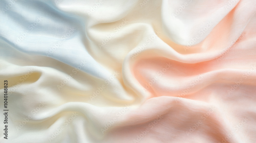 Obraz premium A soft, flowing fabric with a smooth gradient of pastel colors, creating an elegant texture that hints at luxury and sophistication.