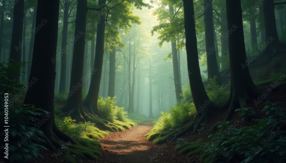 Enchanted forest path inviting exploration and serenity Enchanted forest path inviting exploration and serenity