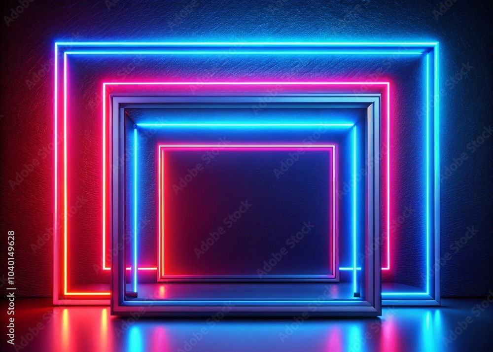 Neon Frames with Blue and Red Borders for Creative Backgrounds and Banners Neon Frames with Blue and Red Borders for Creative Backgrounds and Banners