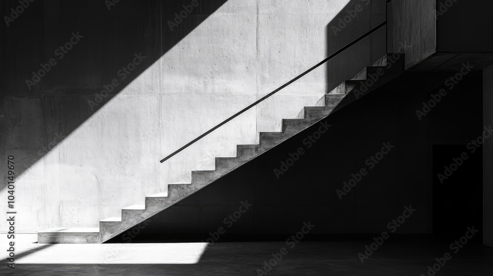 Fototapeta premium Clean and modern black-and-white minimalist abstract, highlighting the contrast between light, shadows, and linear textures