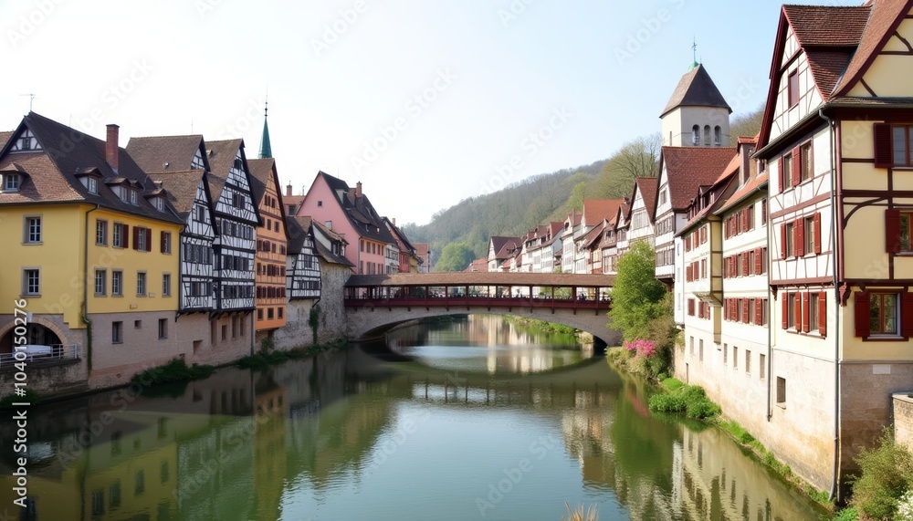 Charming European town with picturesque canal Charming European town with picturesque canal