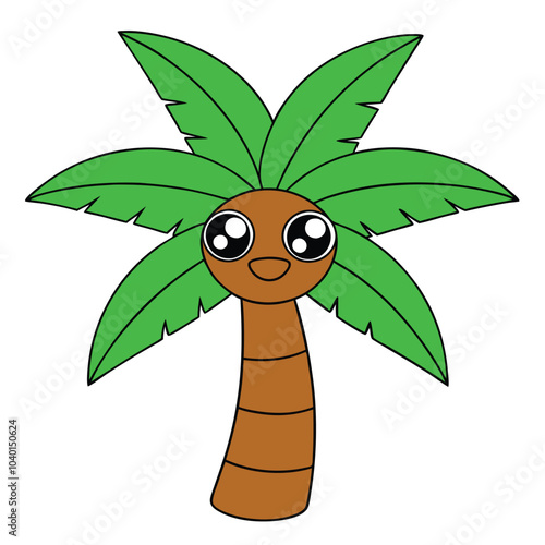 Palm Tree Silhouette Vector Art Illustration for Natural Forest Design.