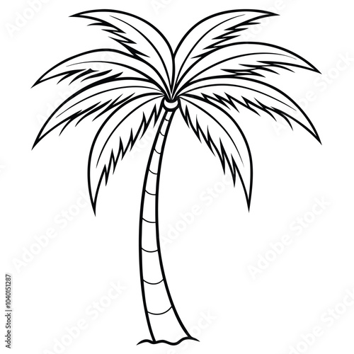 Palm Tree Silhouette Vector Art Illustration for Natural Forest Design.