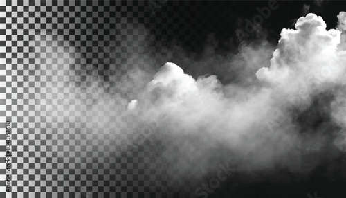 PSD Fog or smoke isolated transparent background. White cloudiness, mist, smog, dust, vapor PNG 32