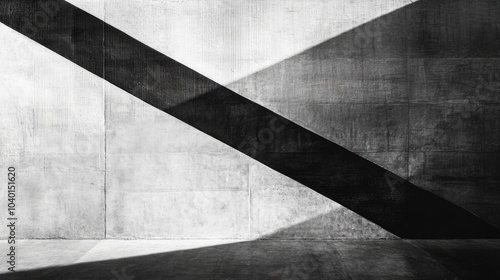 Abstract minimalist composition in black and white, playing with light, shadows, and textured lines to form an elegant design