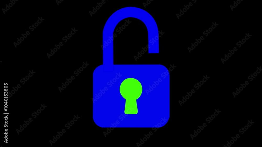 Lock icon animation by green and pink color on black background. Lock icon animation by green and pink color on black background.