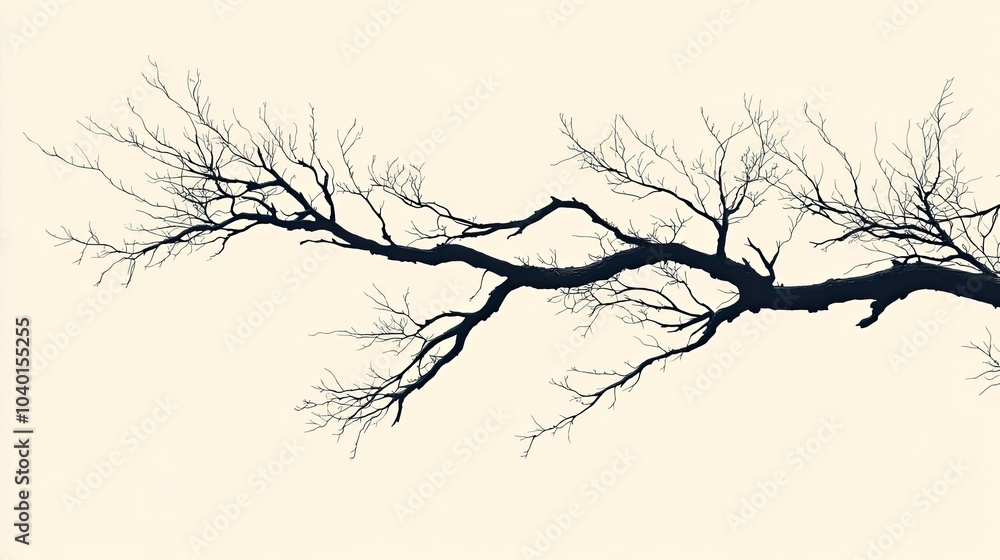 Fototapeta premium A silhouette of a tree branch, drawn in soft lines with no other details