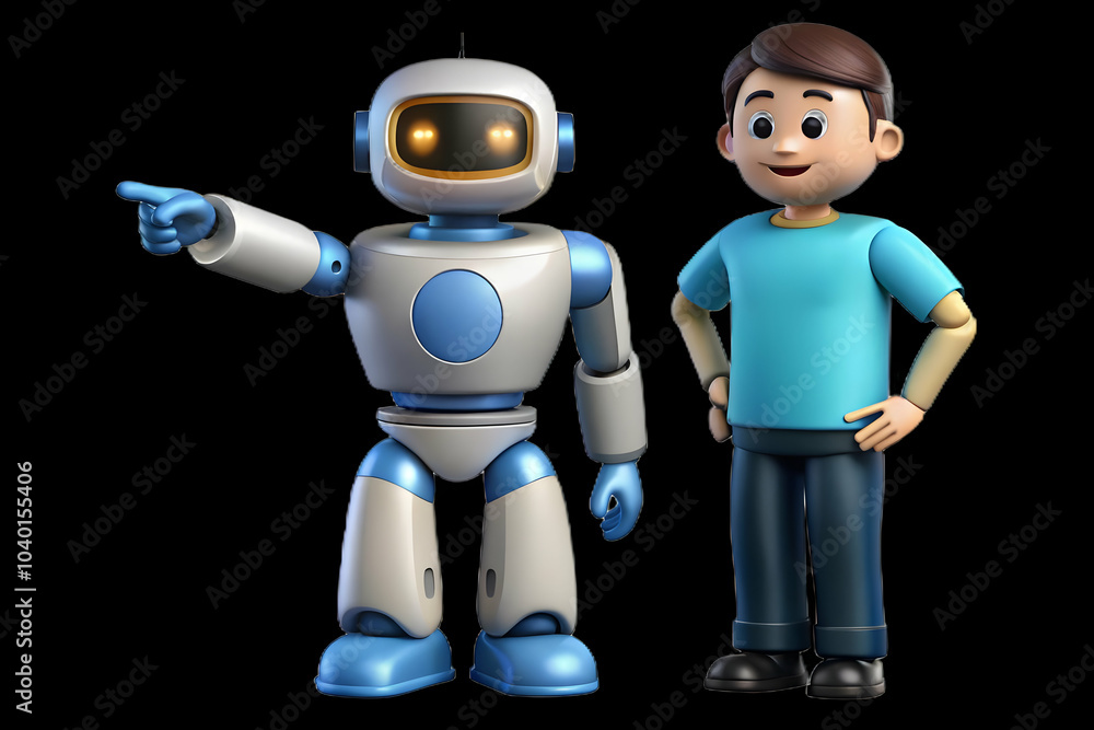 Human Robot Collaboration Future Vision Image Plain Background Side by Side Pointing Forward Ample Copy Space Symbolizing Shared Goals Conceptual Photo Stock Human Robot Collaboration Future Vision Image Plain Background Side by Side Pointing Forward Ample Copy Space Symbolizing Shared Goals Conceptual Photo Stock