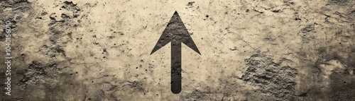 A simple arrow, pointing upward on a blank background