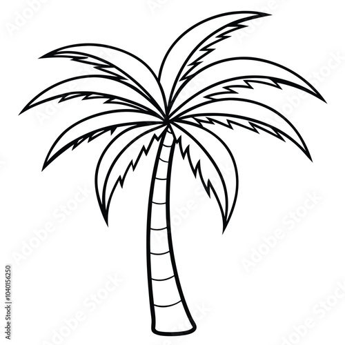 Palm Tree Silhouette Vector Art Illustration for Natural Forest Design.