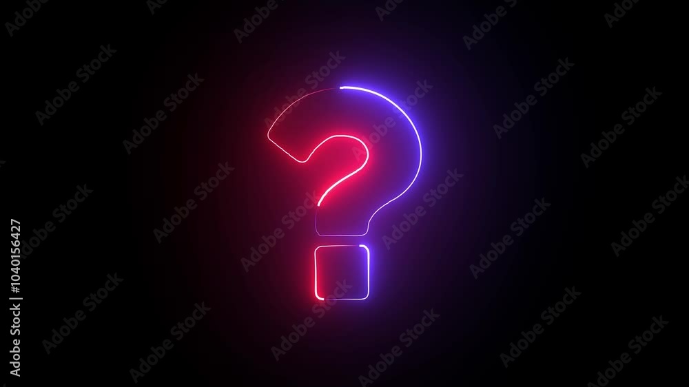 question mark symbol animation. Neon question mark icon on black background. question mark symbol animation. Neon question mark icon on black background.