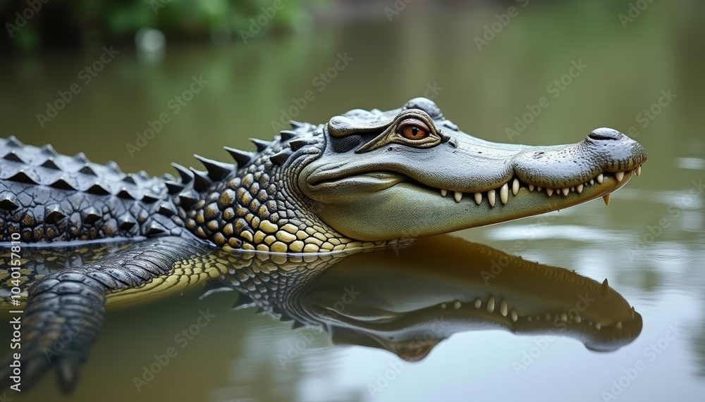 Fototapeta premium Crocodiles calm demeanor in the wild