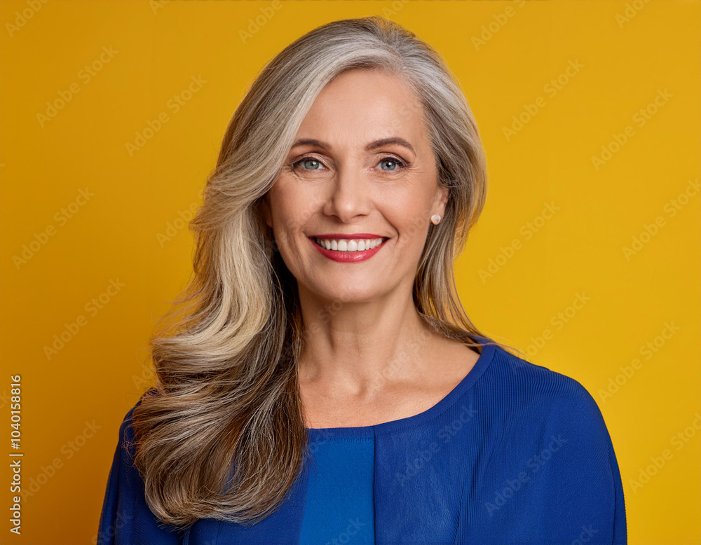 Studio Portrait of Mature Happy Woman Smiling