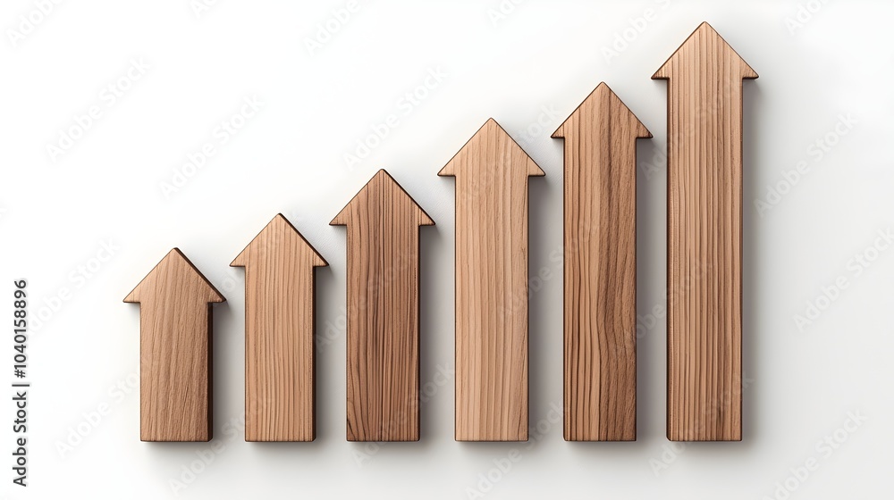 Elegant Wood-Crafted Uptrend Chart - Artistic Design with Rich Grain and Earthy Feel for Financial and Business Themes Elegant Wood-Crafted Uptrend Chart - Artistic Design with Rich Grain and Earthy Feel for Financial and Business Themes