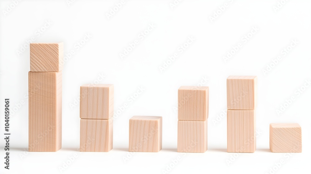 Handcrafted Natural Wood Blocks in Ascending Graph Display - Minimalist Design for Modern Decor and Educational Use Handcrafted Natural Wood Blocks in Ascending Graph Display - Minimalist Design for Modern Decor and Educational Use