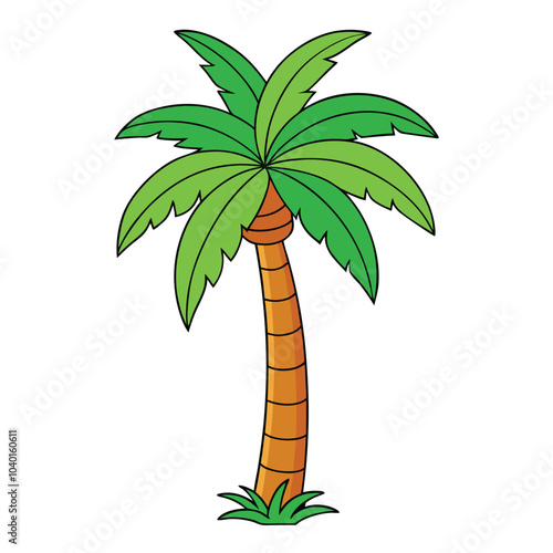 Palm Tree Silhouette Vector Art Illustration for Natural Forest Design.