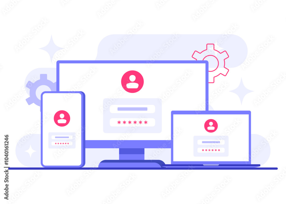 Password secure access, Data protection, Cyber security, Internet security, information privacy, Account protection flat vector illustration for landing page, app, web banner, infographic, poster Password secure access, Data protection, Cyber security, Internet security, information privacy, Account protection flat vector illustration for landing page, app, web banner, infographic, poster