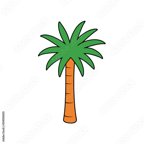 Palm Tree Silhouette Vector Art Illustration for Natural Forest Design.