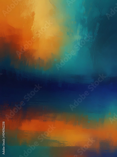 Colorful vibrant aged horizontal background with medium turquoise, pastel orange and royal blue color, vivid blurred colorful background. ai