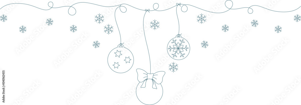 Christmas vector line art decoration. Christmas balls hanging vector illustration Christmas vector line art decoration. Christmas balls hanging vector illustration