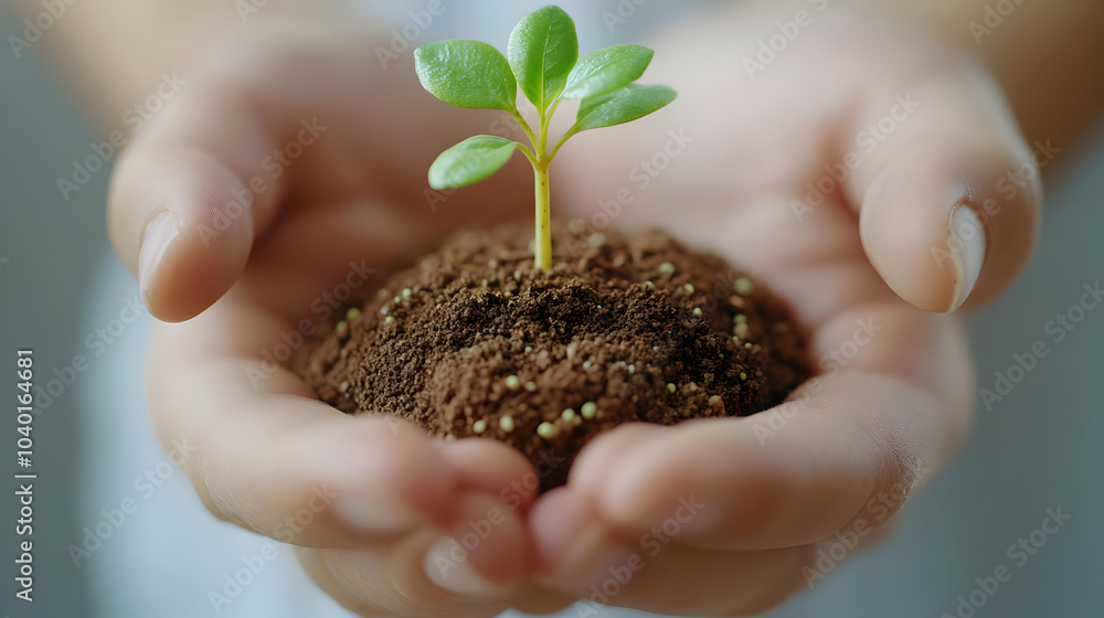 3D Macro Hands Holding Sprouting Coin Concept Close Up Growth Finance Sustainability ESG Icon Isolated White Background 3D Macro Hands Holding Sprouting Coin Concept Close Up Growth Finance Sustainability ESG Icon Isolated White Background
