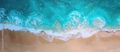 A beautiful sandy beach with turquoise waters captured from a drone s aerial perspective providing a copy space image for your text