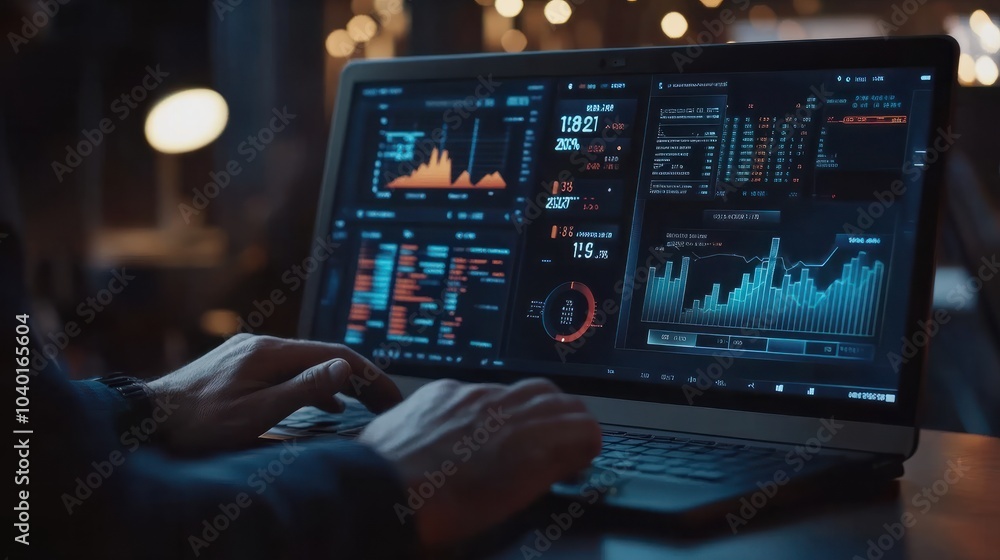 investment financial concept Business finance data analytics graph.Financial management technology.Advisor using KPI Dashboard on virtual screen, man using computer laptop working with data charts investment financial concept Business finance data analytics graph.Financial management technology.Advisor using KPI Dashboard on virtual screen, man using computer laptop working with data charts