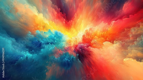 A vibrant explosion of colorful clouds, evoking a sense of wonder and imagination.