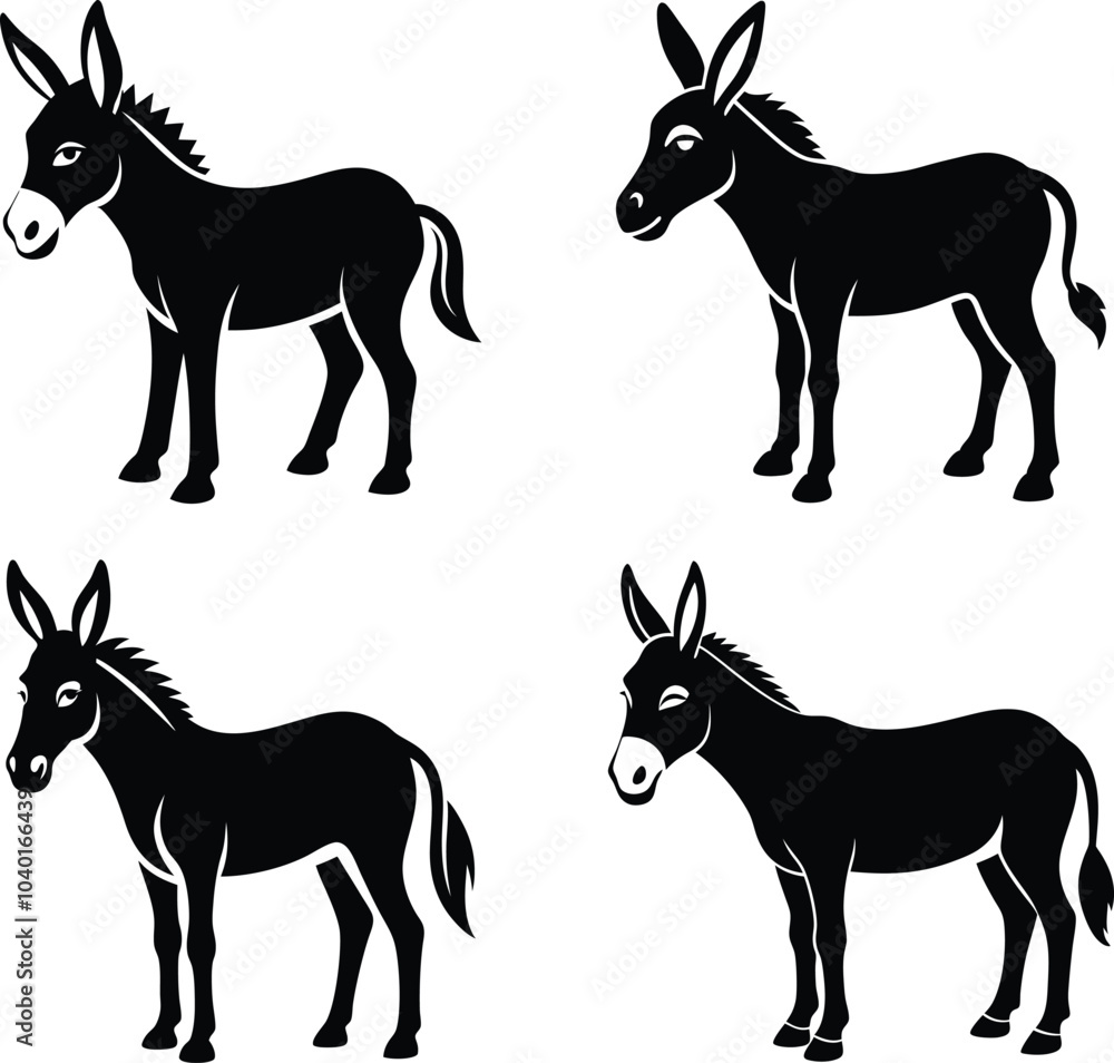 Donkey silhouettes vector illustration. Donkey silhouettes vector illustration.