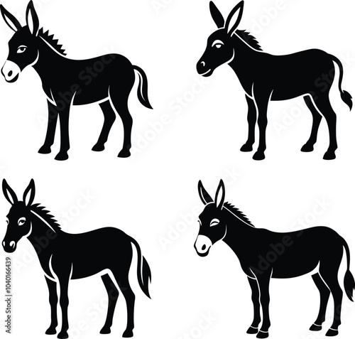 Donkey silhouettes vector illustration.