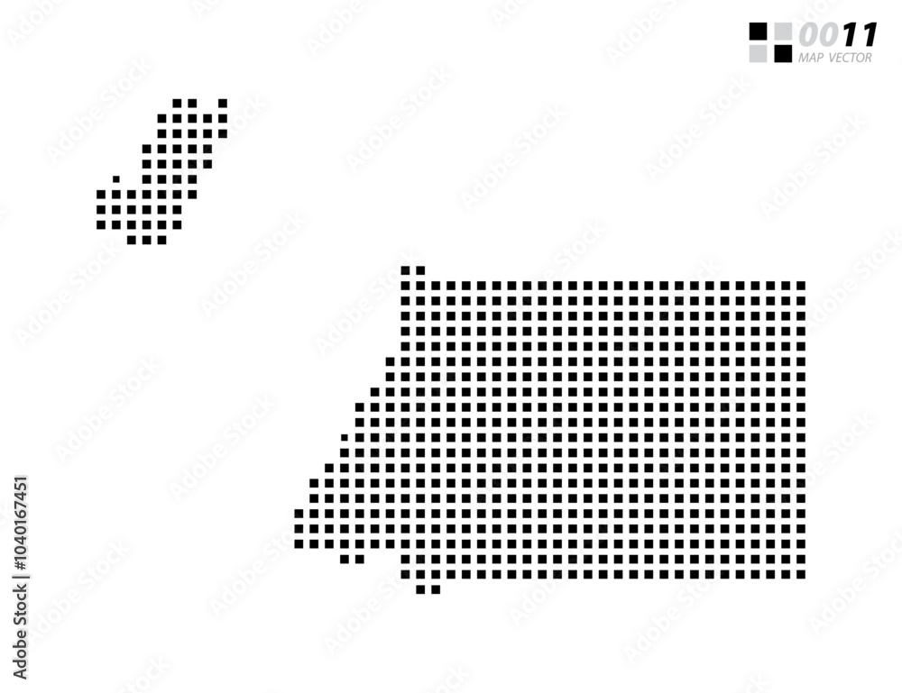 Vector abstract pixel black of Equatorial Guinea map. Organized in layers for easy editing. Vector abstract pixel black of Equatorial Guinea map. Organized in layers for easy editing.