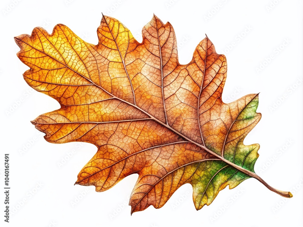 Oak Leaf Ink Print Texture for Nature Designs, Isolated on White Background with Copy Space for Creative Projects Oak Leaf Ink Print Texture for Nature Designs, Isolated on White Background with Copy Space for Creative Projects