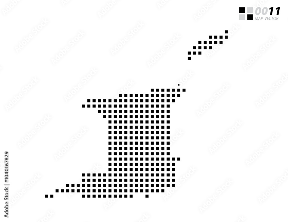 Vector abstract pixel black of Trinidad and Tobago map. Organized in layers for easy editing.