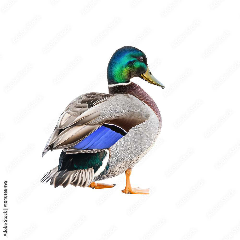 Obraz premium Mallard Duck Standing on White Background